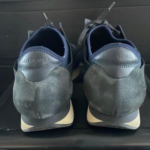 Balenciaga Race Runner Leather,Neoprene and Mesh Sneakers - Navy UK Mens Size 45